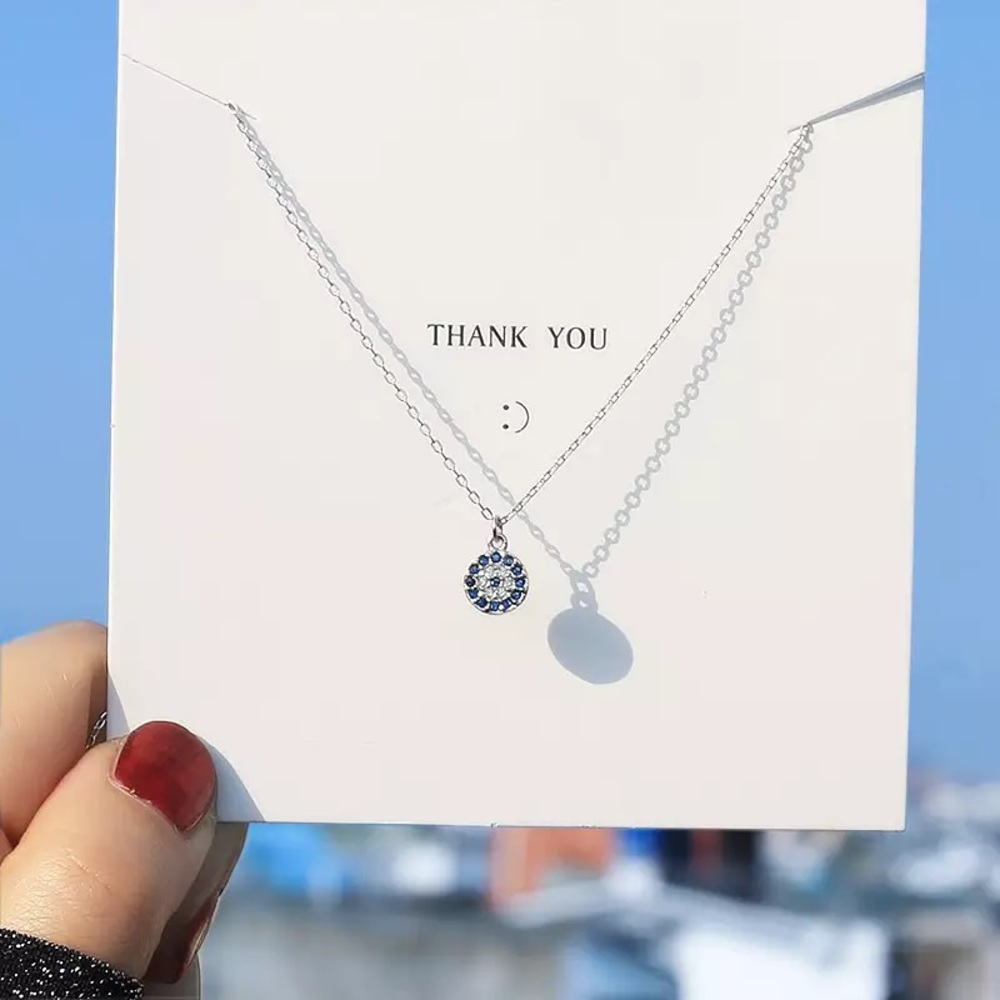 3/$30 ๐๐ค Dainty Evil Eye Rhinestone Necklace - Picture 3 of 4